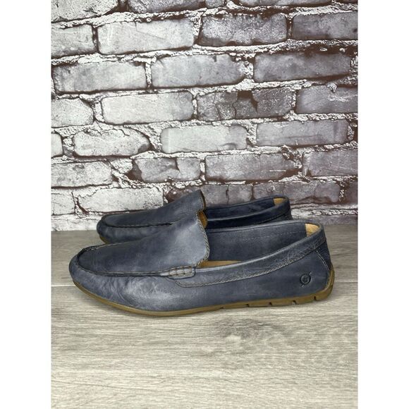 Born Handcrafted Blue Leather Slip On Loafers Driving Shoes Men Sz 11M US/44EU - Picture 1 of 16